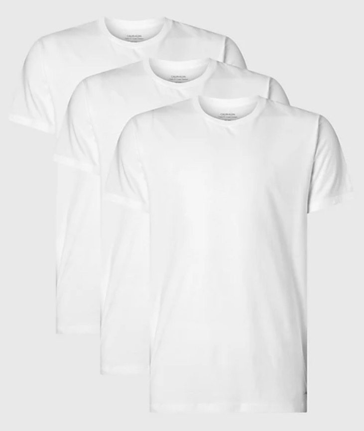 Se Calvin Klein Crew Neck T-shirt 3-pakke - Hvid X-Large hos monomen
