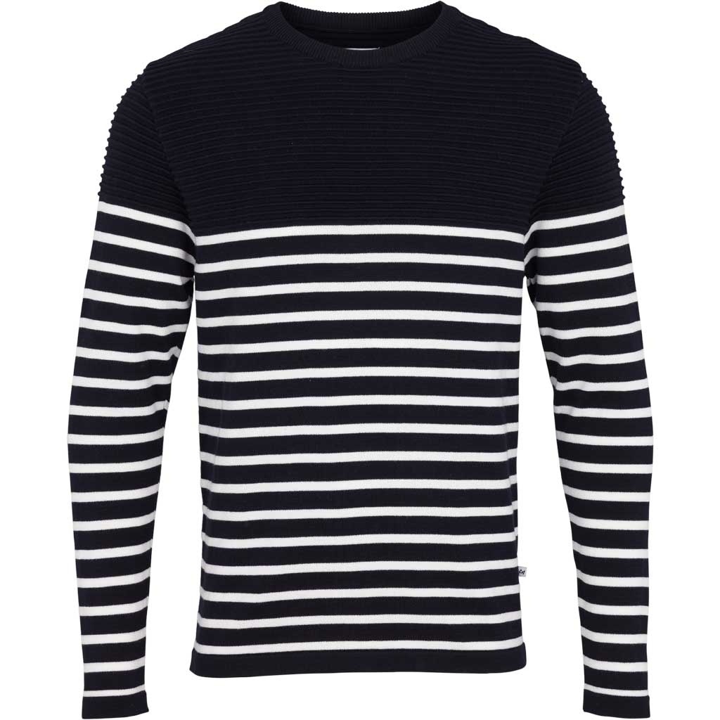 Link Cotton stripe knit - Navy / Off White X-Large