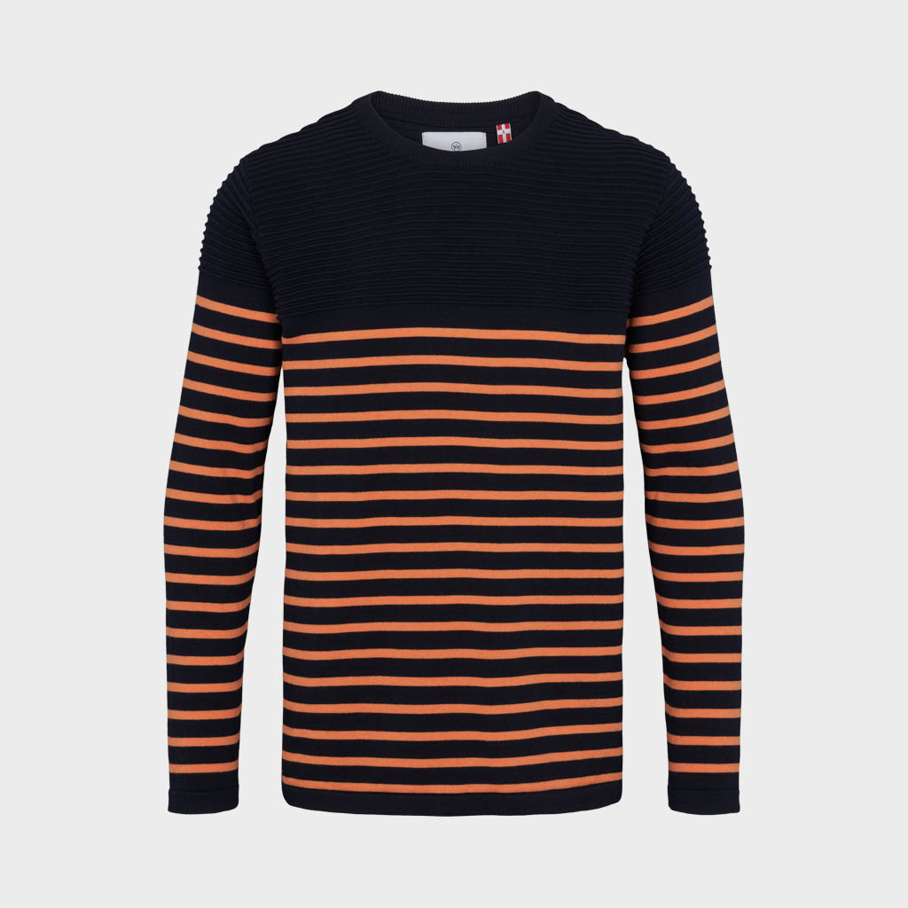 Link Cotton stripe knit - Navy/Sunset Medium