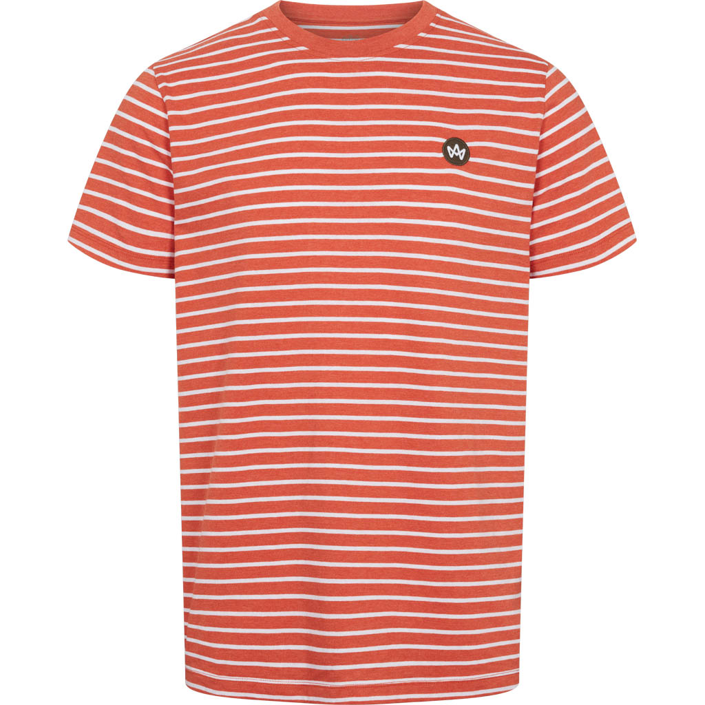 Timmi Organic/Recycled striped t-shirt - Burned Orange/White Small