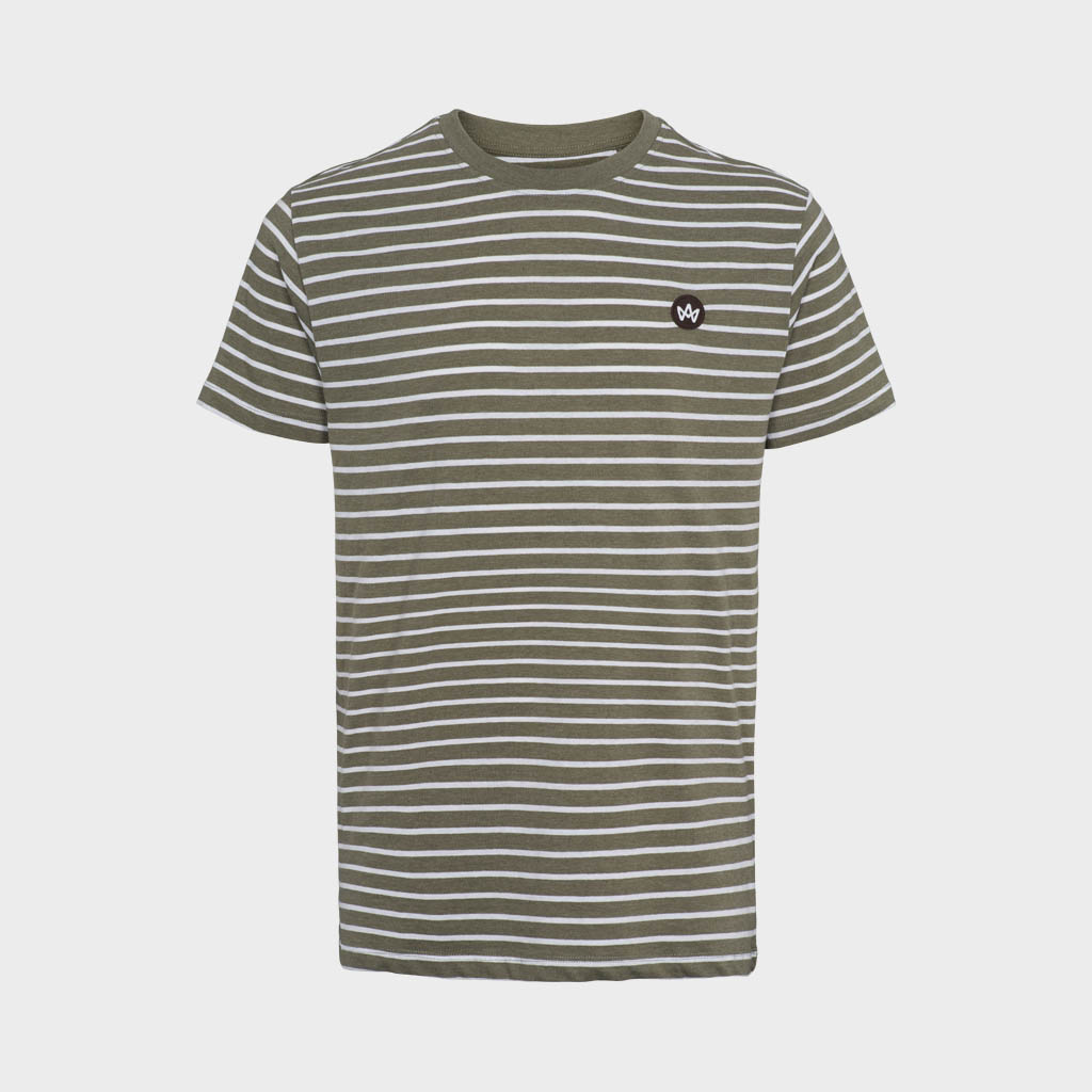 Timmi Organic/Recycled striped t-shirt - Moss Mel/White 3XL