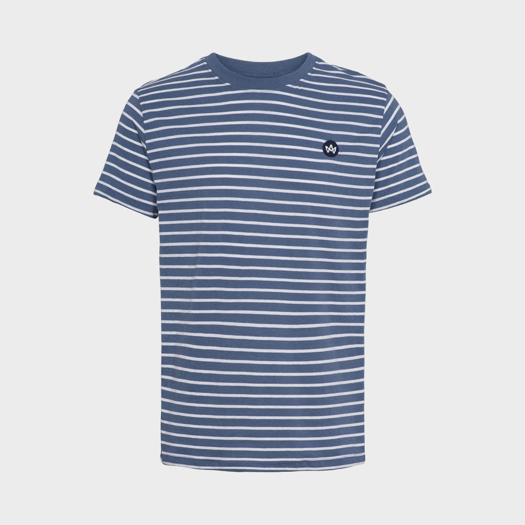 Timmi Organic/Recycled striped t-shirt - Sea Blue/White Small