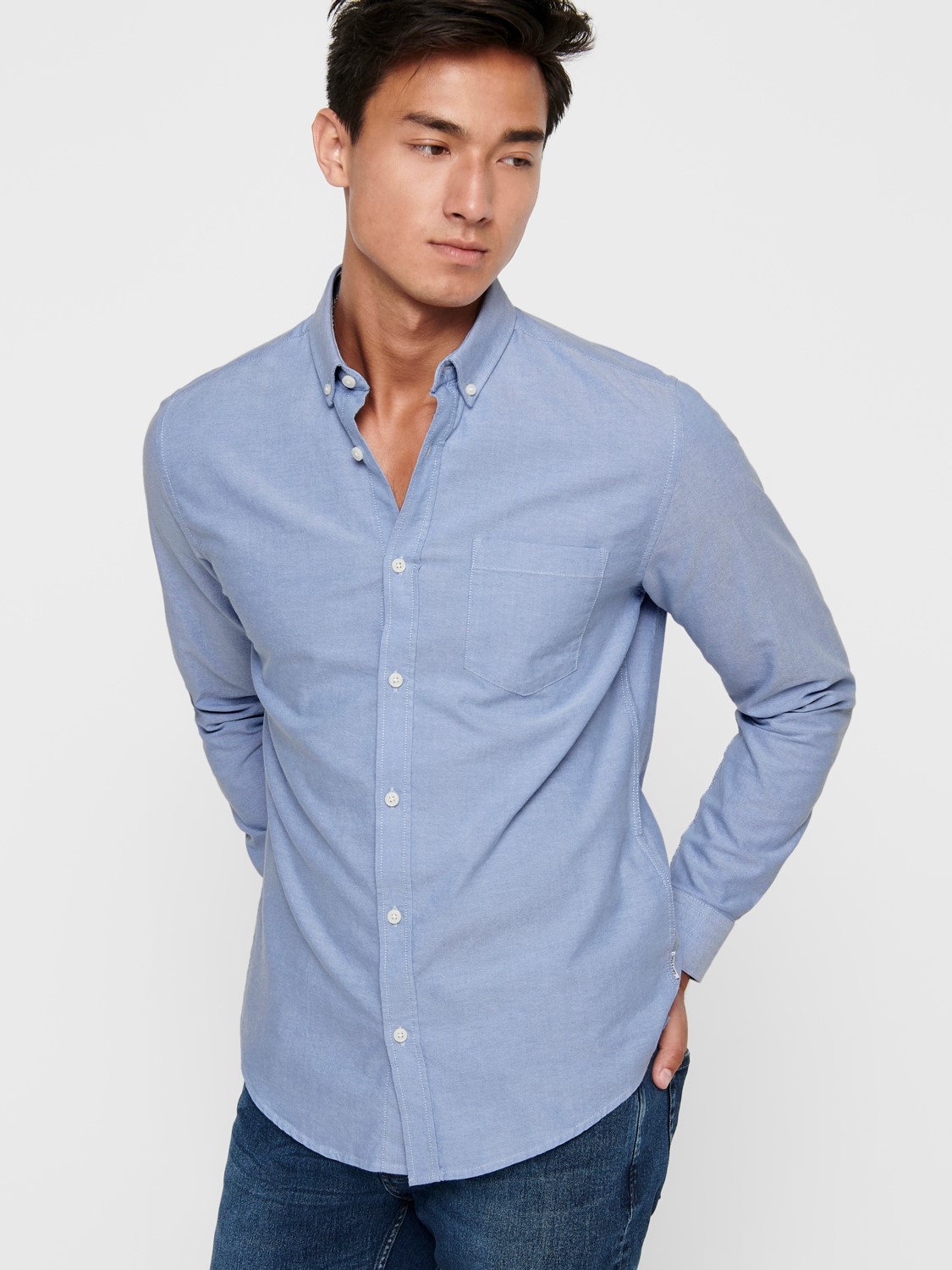 Se Only & Sons Alvaro LS Oxford Shirt - Cashmere Blue Medium hos monomen