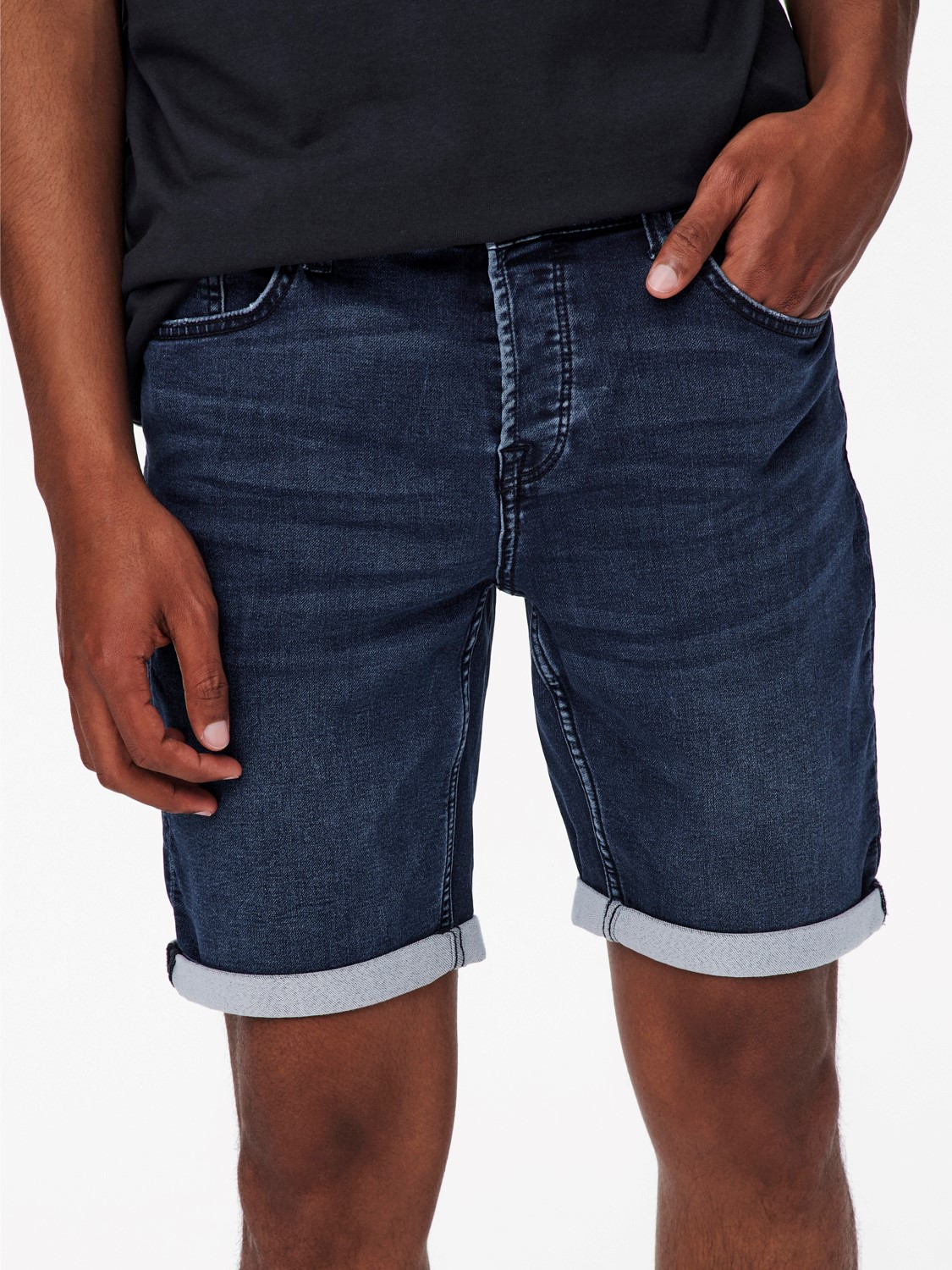 Se Only & Sons Ply Regular Fit Shorts Denim - Mørk Blå X-Large hos monomen