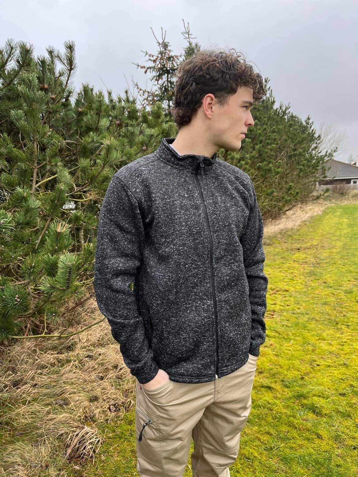 Troels - Fleece Sweater - Black Melange Small