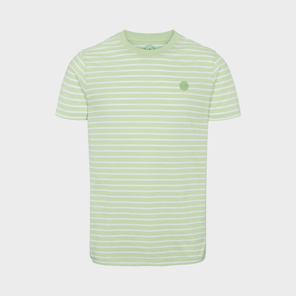 Timmi Organic/Recycled striped t-shirt - Paradise Green/White Large