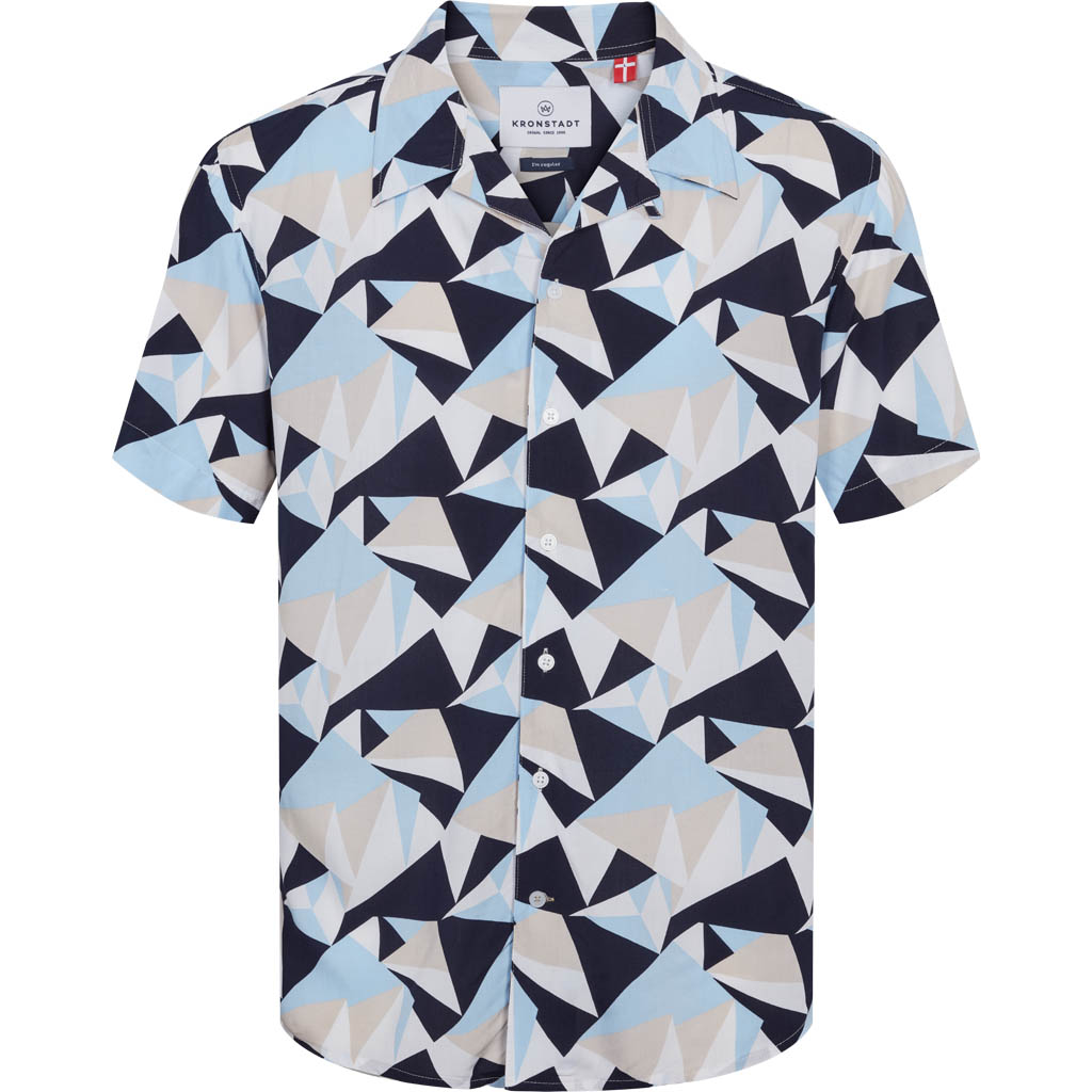 Cuba geometry S/S shirt - Blue Medium